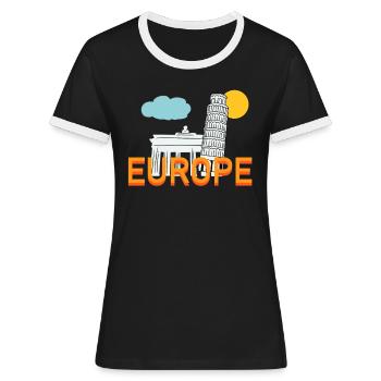 Europa - Frauen Kontrast-T-Shirt - Schwarz/Weiß - Vorne - Selfina (174cm)