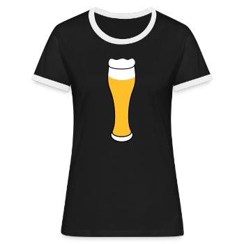 Weissbier Bierglas Bier Beer - Women's Ringer T-Shirt - black/white - Front - Selfina (174cm)