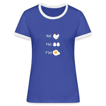 Ableitung Funktion Huhn Mathe - Frauen Kontrast-T-Shirt - Blau/Weiß - Vorne