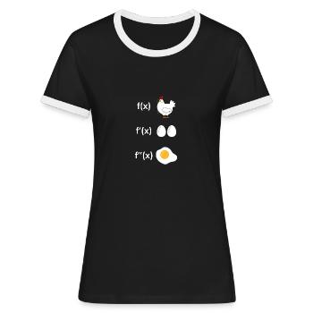 Ableitung Funktion Huhn Mathe - Frauen Kontrast-T-Shirt - Schwarz/Weiß - Vorne - Selfina (174cm)
