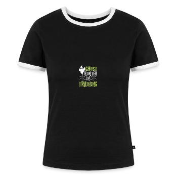 Paranormaler Ermittler Geisterjäger - Frauen Kontrast-T-Shirt - Schwarz/Weiß - Vorne - Selfina (174cm)