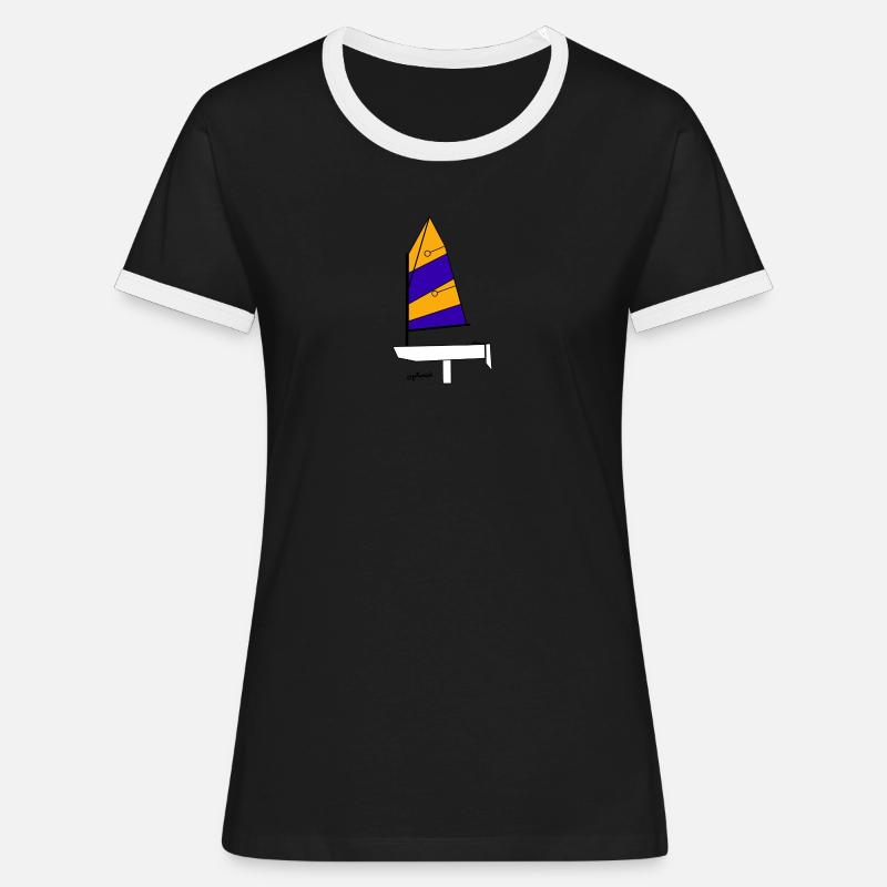 Optimist Sailboat Variant 1 - Women's Ringer T-Shirt - black/white