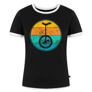 Einrad - Frauen Kontrast-T-Shirt - Schwarz/Weiß - Vorne - Selfina (174cm)