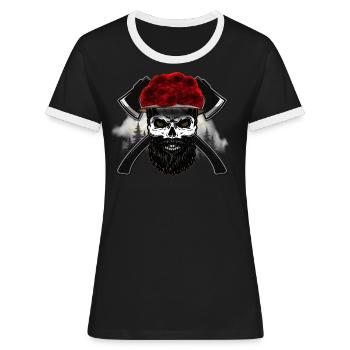 Black Forest Axt Tobera Skull - Frauen Kontrast-T-Shirt - Schwarz/Weiß - Vorne - Selfina (174cm)