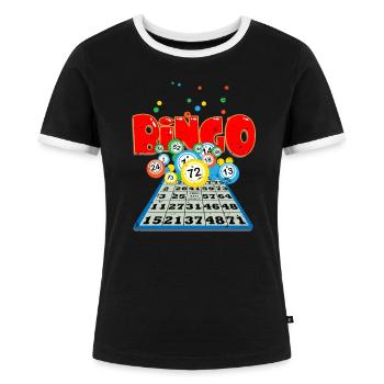 bingo - Women's Ringer T-Shirt - black/white - Front - Selfina (174cm)