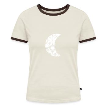 Mond - Frauen Kontrast-T-Shirt - Blau/Weiß - Vorne