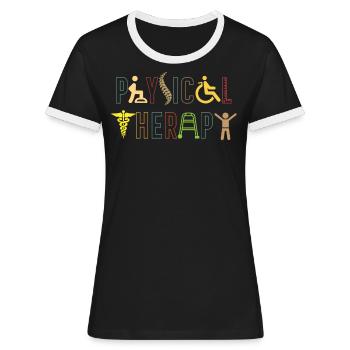 Physiotherapie - Frauen Kontrast-T-Shirt - Schwarz/Weiß - Vorne - Selfina (174cm)