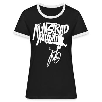 Kunstrad, Kunstradfahren, Hallenradsport, Mami - Frauen Kontrast-T-Shirt - Schwarz/Weiß - Vorne - Selfina (174cm)