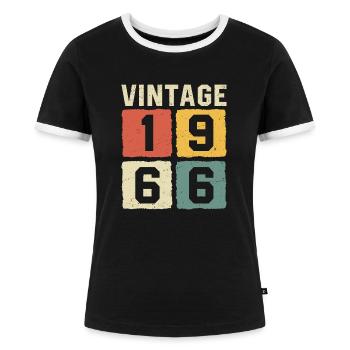 Vintage 1966 Geboren 1966 - Frauen Kontrast-T-Shirt - Schwarz/Weiß - Vorne - Selfina (174cm)