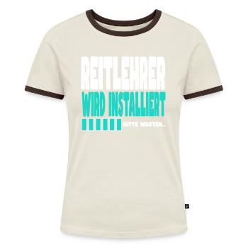 Reitlehrer wird installiert - Frauen Kontrast-T-Shirt - Blau/Weiß - Vorne