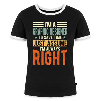 Designers - Women's Ringer T-Shirt - black/white - Front - Selfina (174cm)