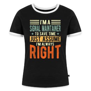 Maintenance des signaux - T-shirt contrasté Femme - noir/blanc - Devant - Selfina (174cm)