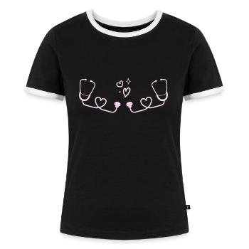 Arzt, Arzt, Krankenschwester - Frauen Kontrast-T-Shirt - Schwarz/Weiß - Vorne - Selfina (174cm)