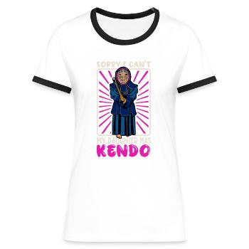 I Can't - My Daughter Has Kendo - Women's Ringer T-Shirt - blue/white - Front