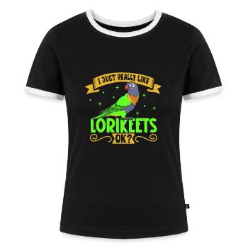 Ich liebe meinen Lori - Frauen Kontrast-T-Shirt - Schwarz/Weiß - Vorne - Selfina (174cm)