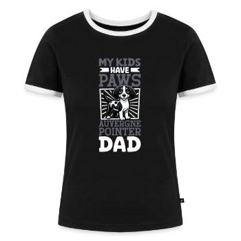 Braque d'Auvergne Papa - Women's Ringer T-Shirt - black/white - Front - Selfina (174cm)