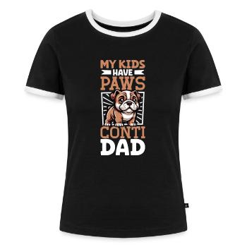 Continental Bulldog Papa - Frauen Kontrast-T-Shirt - Schwarz/Weiß - Vorne - Selfina (174cm)