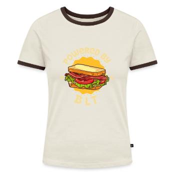 Powered by BLT - Frauen Kontrast-T-Shirt - Blau/Weiß - Vorne