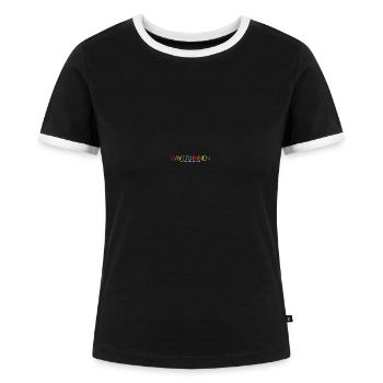 BAYERN SÖDER SPRACHE GENDERN - Frauen Kontrast-T-Shirt - Schwarz/Weiß - Vorne - Selfina (174cm)