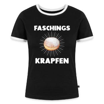 Faschingskrapfen Krapfenliebe Krapfen - Frauen Kontrast-T-Shirt - Schwarz/Weiß - Vorne - Selfina (174cm)