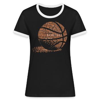 Basketball Typografie Kalligramm-Stil - Frauen Kontrast-T-Shirt - Schwarz/Weiß - Vorne - Selfina (174cm)