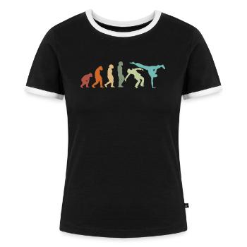 EVOLUTION Capoeira martial arts Brazil fight dance - Women's Ringer T-Shirt - black/white - Front - Selfina (174cm)