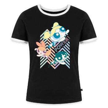 Powerpuff Girls Power - Women's Ringer T-Shirt - black/white - Front - Selfina (174cm)