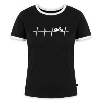 brommer bromfiets hartslag bromfiets bromfiets - Vrouwen contrastshirt - zwart/wit - Voor - Selfina (174cm)