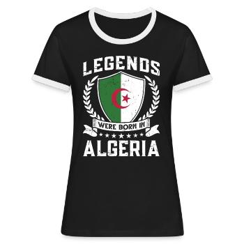 Vintage Design Drapeau Algérie Algérie - T-shirt contrasté Femme - noir/blanc - Devant - Selfina (174cm)