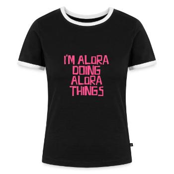 Jeg er Elfenben gør elfenben ting - Dame kontrast-T-shirt - sort/hvid - Foran - Selfina (174cm)