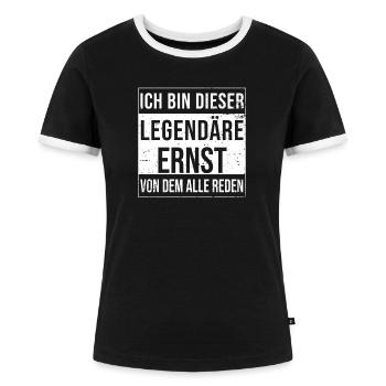Ich bin dieser legendäre für Ernst - Frauen Kontrast-T-Shirt - Schwarz/Weiß - Vorne - Selfina (174cm)