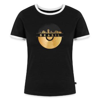 Disque vinyle - Skyline-Brésil-Brésil - T-shirt contrasté Femme - noir/blanc - Devant - Selfina (174cm)