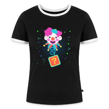 Clown, Carnival, Carnival, Carnival Costume, Parade, Celebration, Jester, - Women's Ringer T-Shirt - black/white - Front - Selfina (174cm)