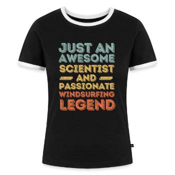 Wissenschaftler Windsurfen retro - Frauen Kontrast-T-Shirt - Schwarz/Weiß - Vorne - Selfina (174cm)