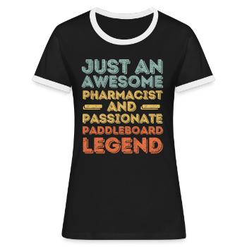 Apotheker Paddleboard Legende retro - Frauen Kontrast-T-Shirt - Schwarz/Weiß - Vorne - Selfina (174cm)