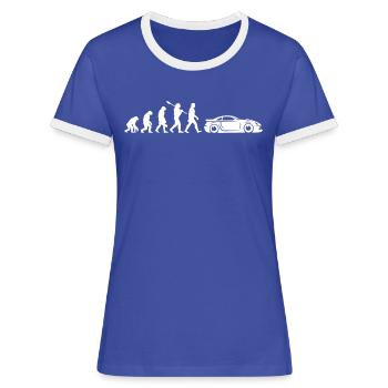 Evolution Sports Car - Women's Ringer T-Shirt - blue/white - Front