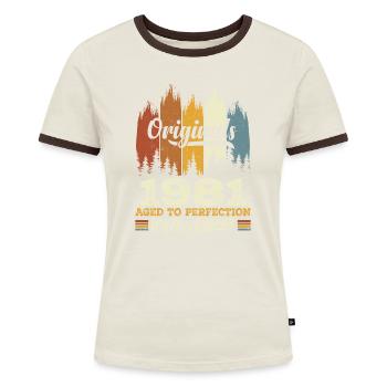 1981 Vintage Original 1981 Geburtstagsgeschenk - Frauen Kontrast-T-Shirt - Blau/Weiß - Vorne