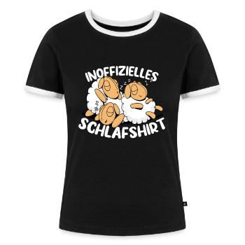 INOFFIZIELLES SCHLAFSHIRT SCHAFE - Frauen Kontrast-T-Shirt - Schwarz/Weiß - Vorne - Selfina (174cm)