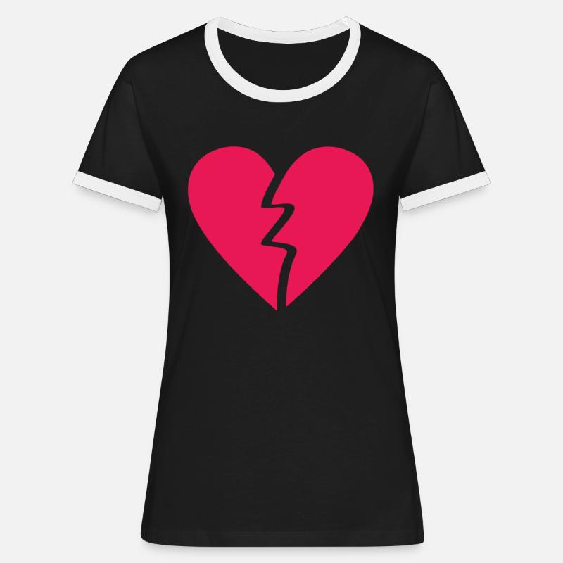 Broken heart - Women's Ringer T-Shirt - black/white