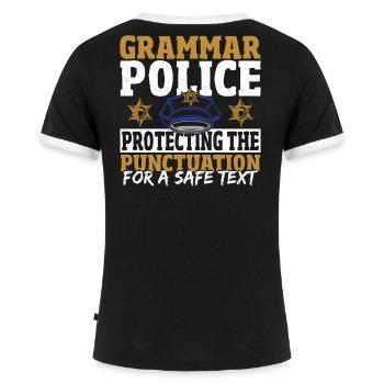Transcription de la police grammaticale - T-shirt contrasté Femme - noir/blanc - Dos - Selfina (174cm)
