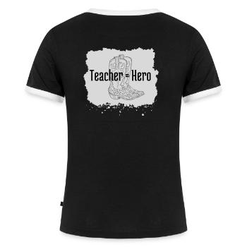 L’enseignant est égal au héros - T-shirt contrasté Femme - noir/blanc - Dos - Selfina (174cm)