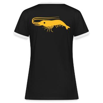 einzelne Garnelen Garnelen mit Antennen - Frauen Kontrast-T-Shirt - Schwarz/Weiß - Hinten - Selfina (174cm)