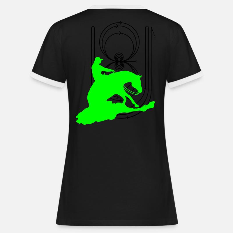 Reining Pattern Sliding Stop - Frauen Kontrast-T-Shirt - Schwarz/Weiß