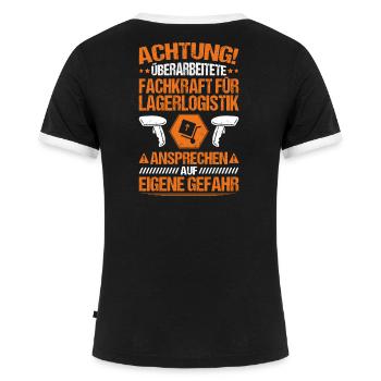 Fachkraft für Lagerlogistik Warehouse Worker Lager - Frauen Kontrast-T-Shirt - Schwarz/Weiß - Hinten - Selfina (174cm)