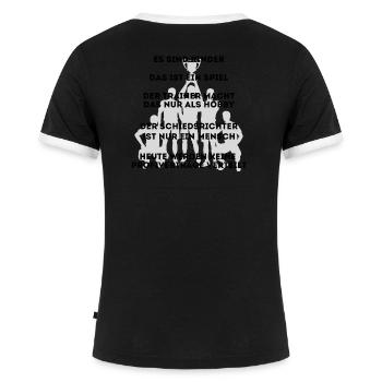Fußball Regeln auf Fußballplatz für Eltern - Frauen Kontrast-T-Shirt - Schwarz/Weiß - Hinten - Selfina (174cm)