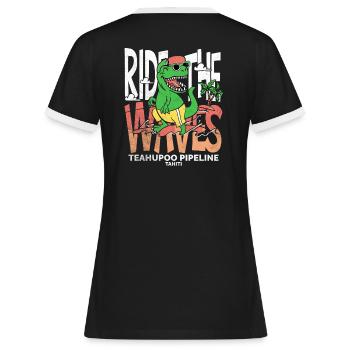 Ride the waves Teahupoo Tahiti - T-shirt contrasté Femme - noir/blanc - Dos - Selfina (174cm)