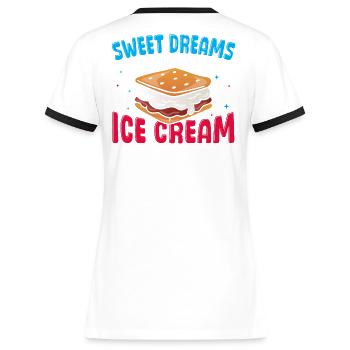 Eiscreme-Sandwich-Geschenkkekse gefrorenem Dessert - Frauen Kontrast-T-Shirt - Blau/Weiß - Hinten