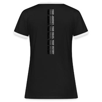 Votre parcours, vos règles, votre victoire. - T-shirt contrasté Femme - noir/blanc - Dos - Selfina (174cm)