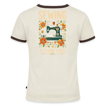 Couturière coudre comment je câline machine à coudre - T-shirt contrasté Femme - bleu/blanc - Dos