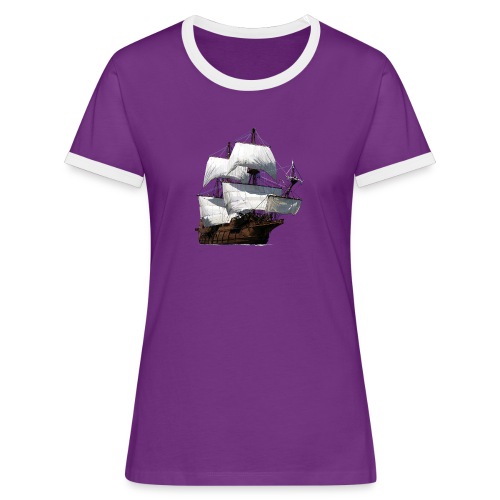 Segelschiff - Frauen Kontrast-T-Shirt